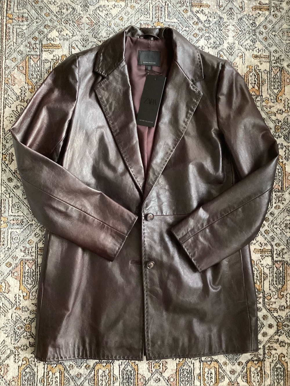 Zara Lamb Skin Leather Suit Jacket